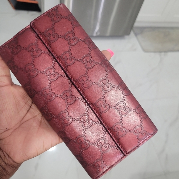 🔹️ Gucci🔹️ Vintage Guccissima Burgundy Wallet with Heart Snap ✨️💜 - Picture 3 of 15
